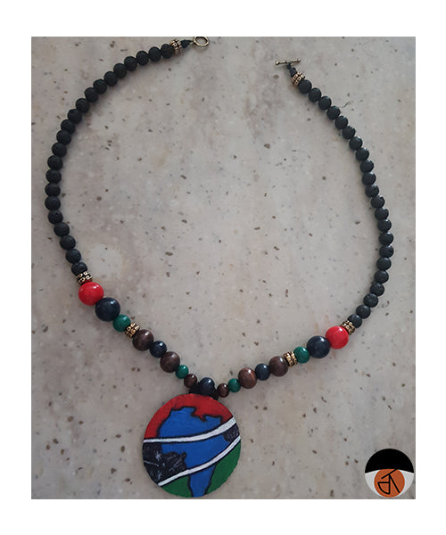 NASA Inspired Africa Wood Necklace