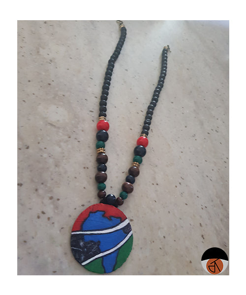 NASA Inspired Africa Wood Necklace